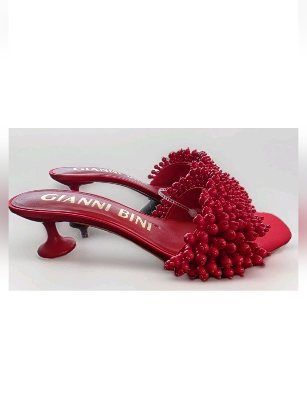 Gianni Bini Lonzo Beaded Square Toe Slide Sandals Red Sz 9 NWOB - Picture 4 of 12